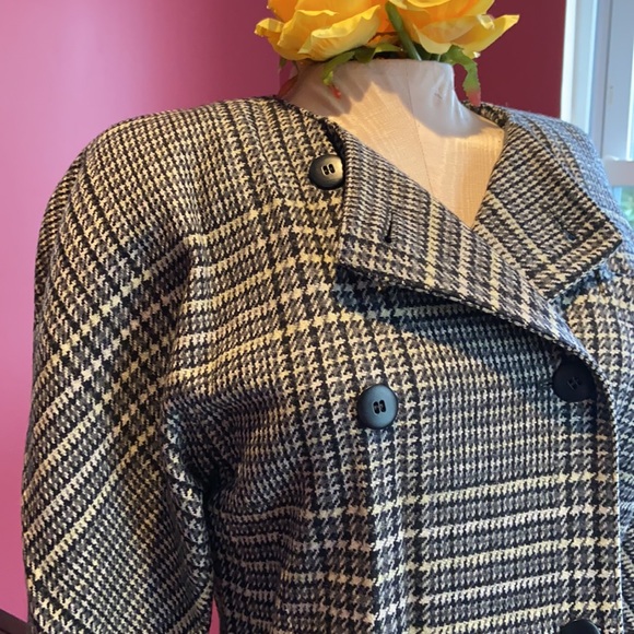 VTG 80s Escada Wool Houndstooth Blazer 34 - Picture 2 of 12